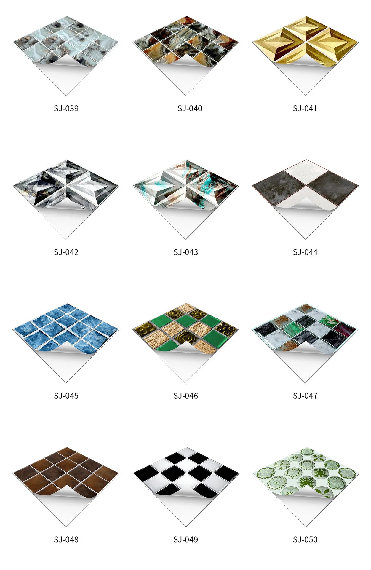 10 Waterproof Marble Mosaic Tile Stickers