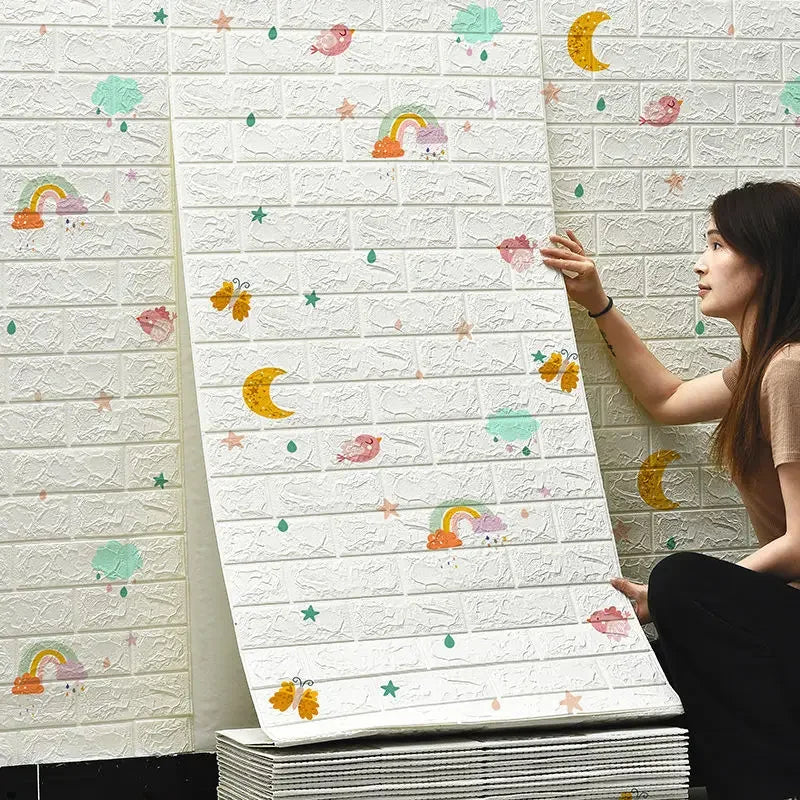 Giấy Dán Tường 3D Chống Thấm Hoa Văn Gạch 70cm*10m