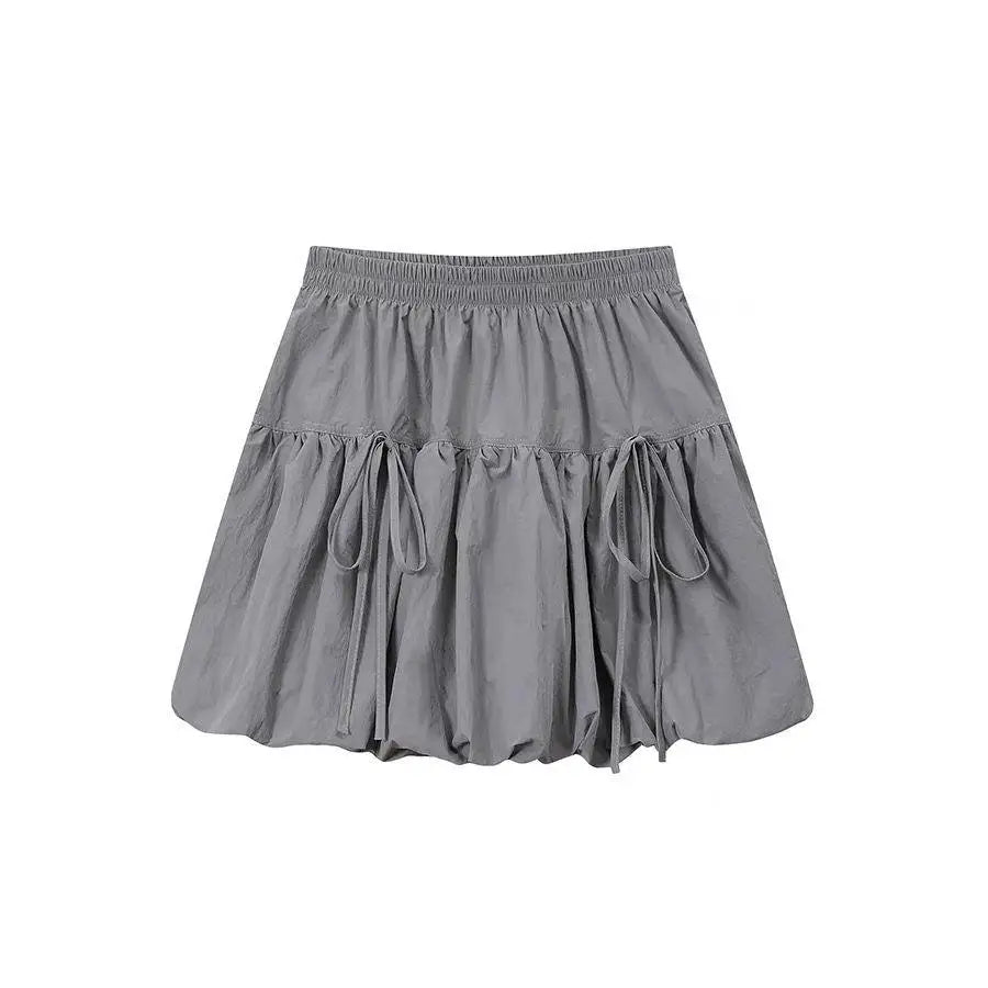 Yedinas Gothic Ball Gown Mini Skirt Women Summer 2024 Bow Korean Fashion Elastic Waist Pleated Short Skirt For Women Y2k Chic - Daisan Mart