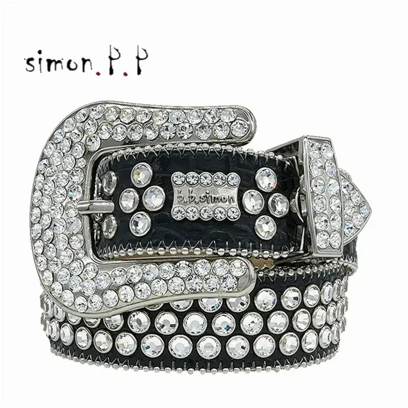 BB Simon belt with luxurious rhinestones for men and women