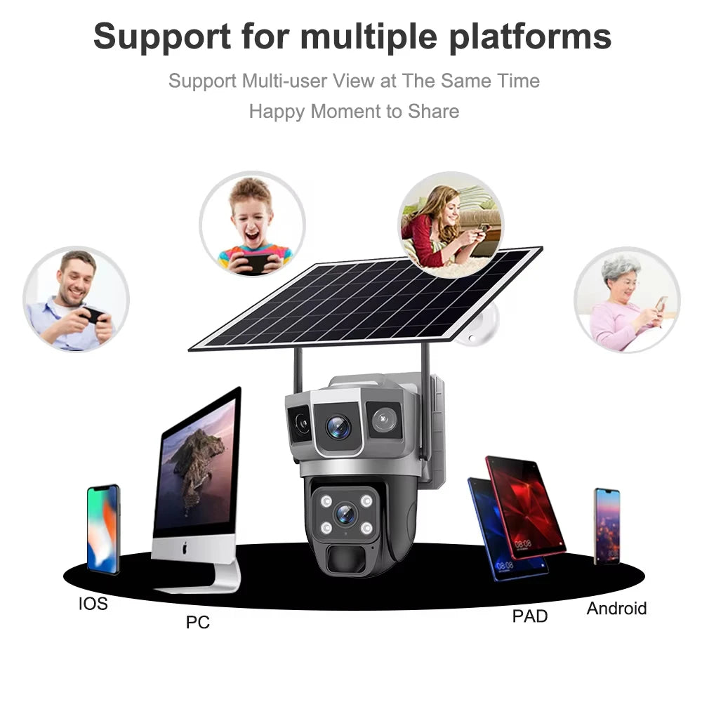 Solar PTZ Camera 12MP WiFi 10X Zoom - 3 Screens