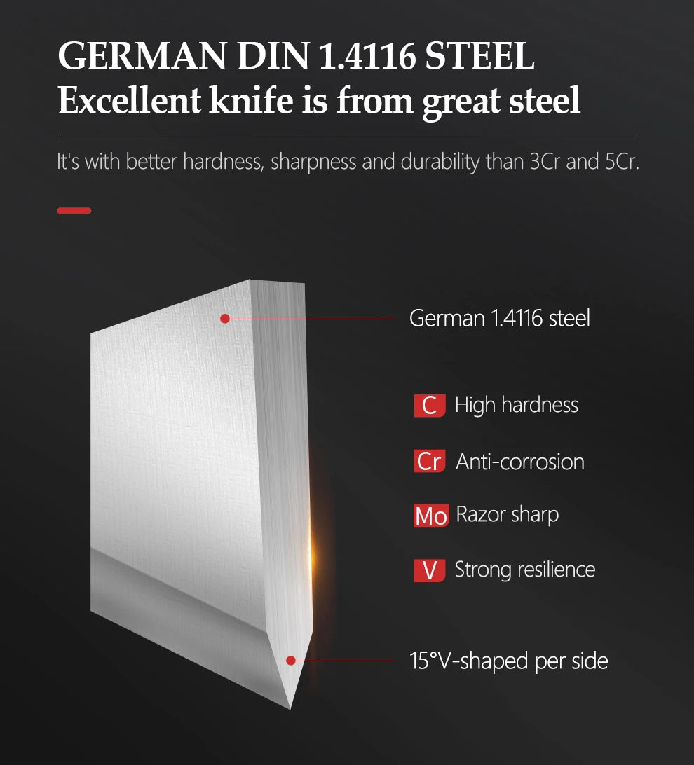 XINZUO kitchen knife set German steel 1.4116 ebony handle