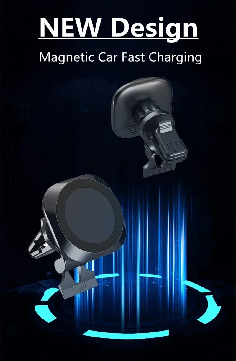 Magnetic Car Wireless Charger Stand Phone Holder Air Vent Mount Clip Support In Car Fast Charging for iPhone 16-12 Pro Max Mini