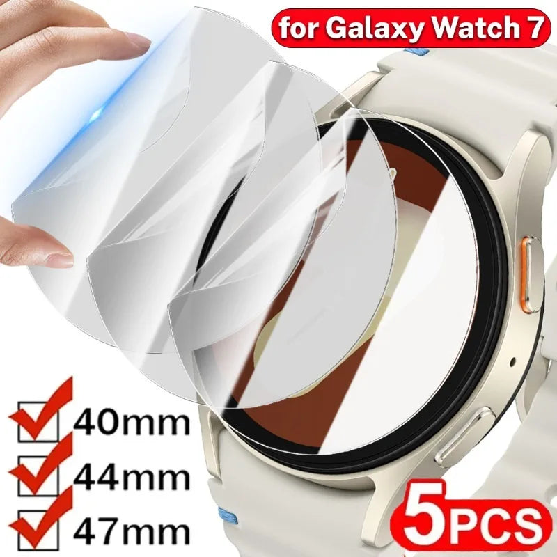 Miếng dán bảo vệ trong suốt cho Galaxy Watch 7, kèm kích thước 40mm, 44mm, 47mm, màu trắng.