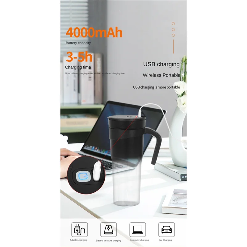 SOFT-Portable Personal Blender For Shakes And Smoothies Blender With 6 Blades USB Rechargeable Handle And Straw Lid Blender