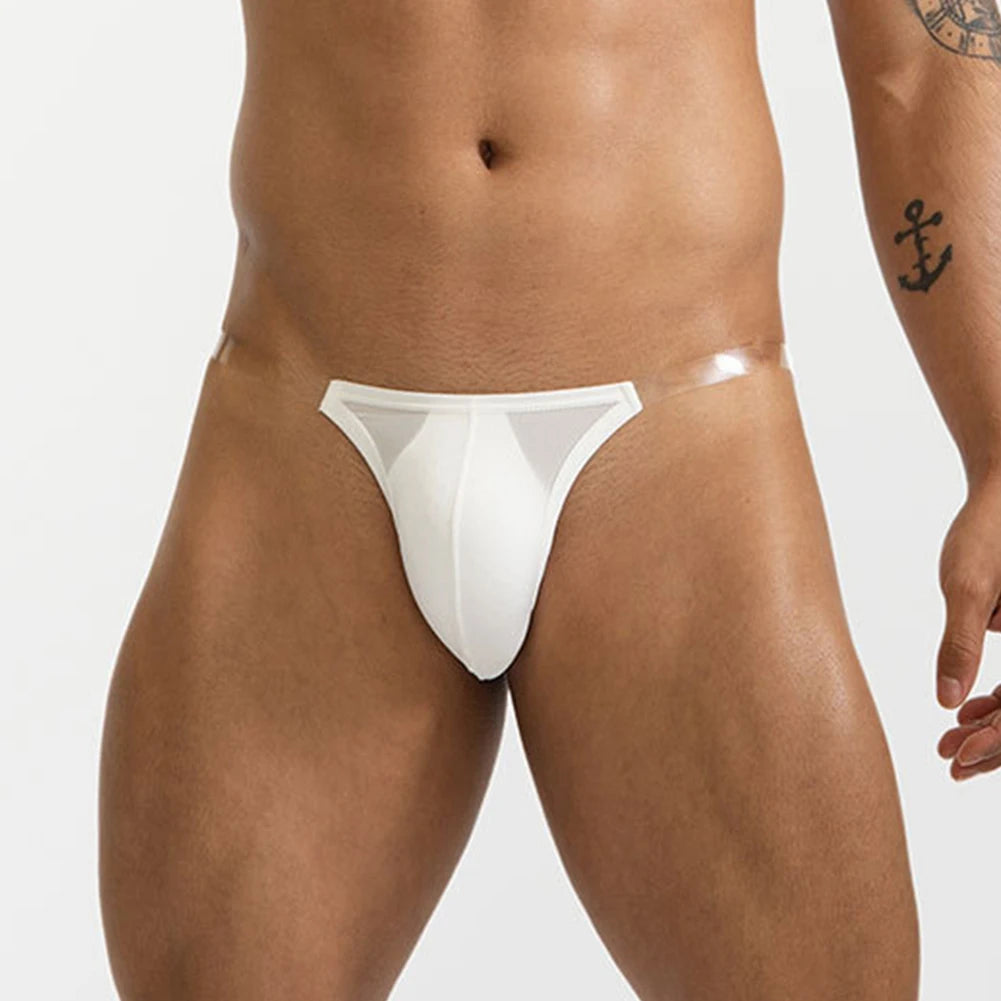 Ice Silk Men's Sexy Low-Waist Transparent Underwear