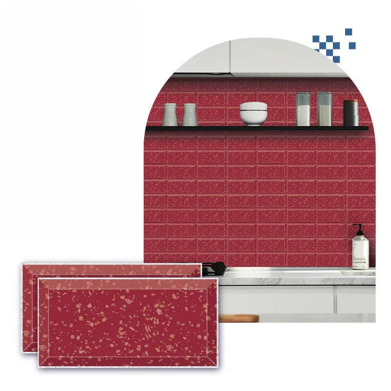 Decal Dán Tường PVC Vân Đá Bóng 10x20cm Chống Nước