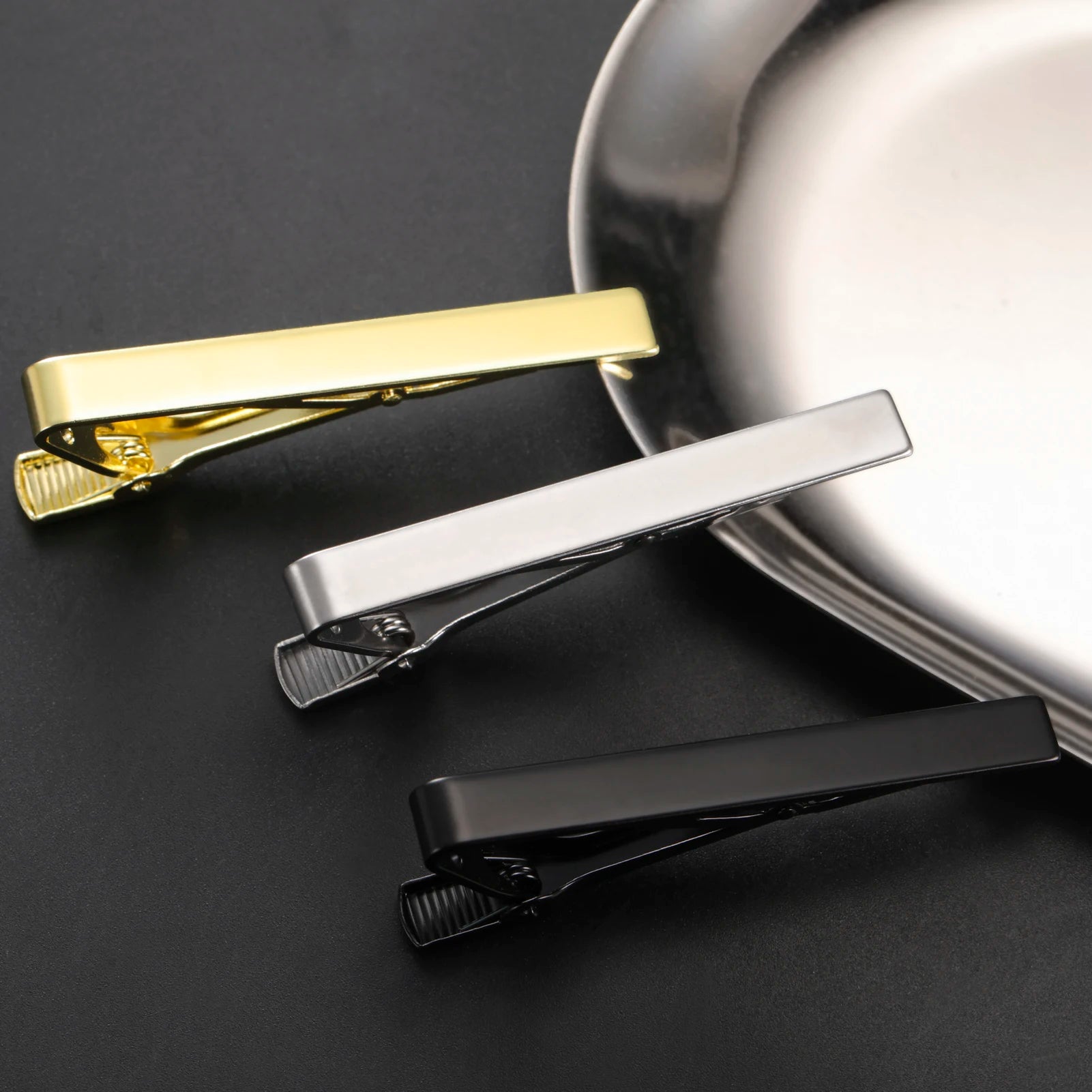 Kẹp Cà Vạt Nam Teamer Mạ Vàng Đen Thanh Lịch