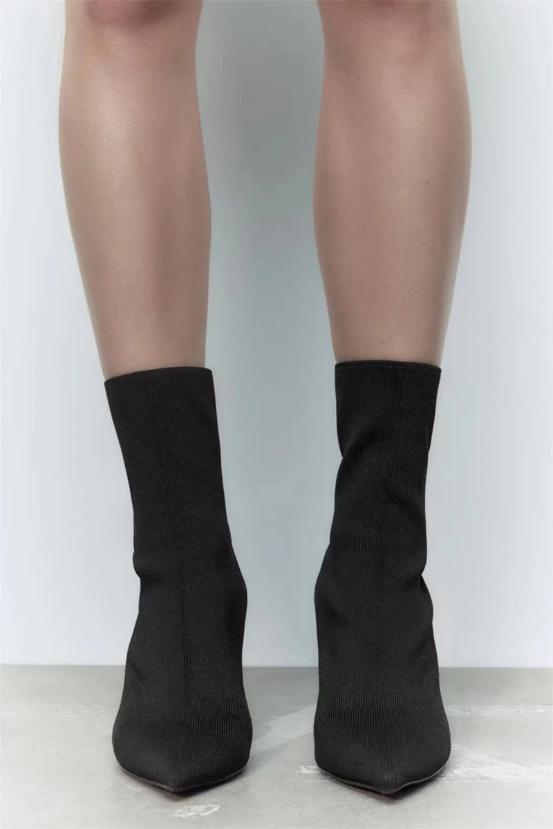 Liyke Black Women's High-top Pointed Toe Party Boots 40