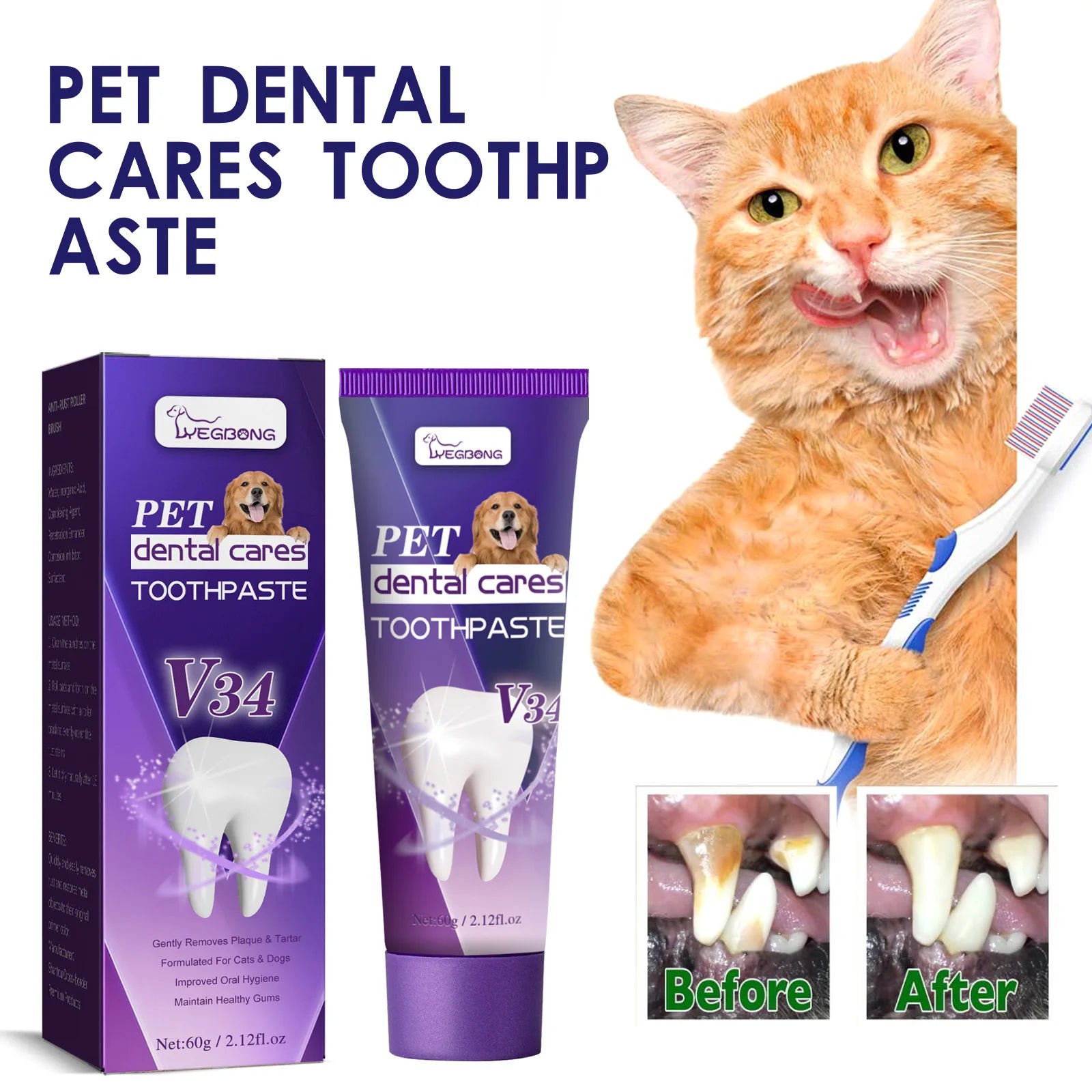 Pet Toothpaste Cat Oral Cleaning Deodorant Breath Freshener Prevent Calculus Tartar Halitosis Cleaning Pet Teeth Cleaner Paste - Daisan Mart