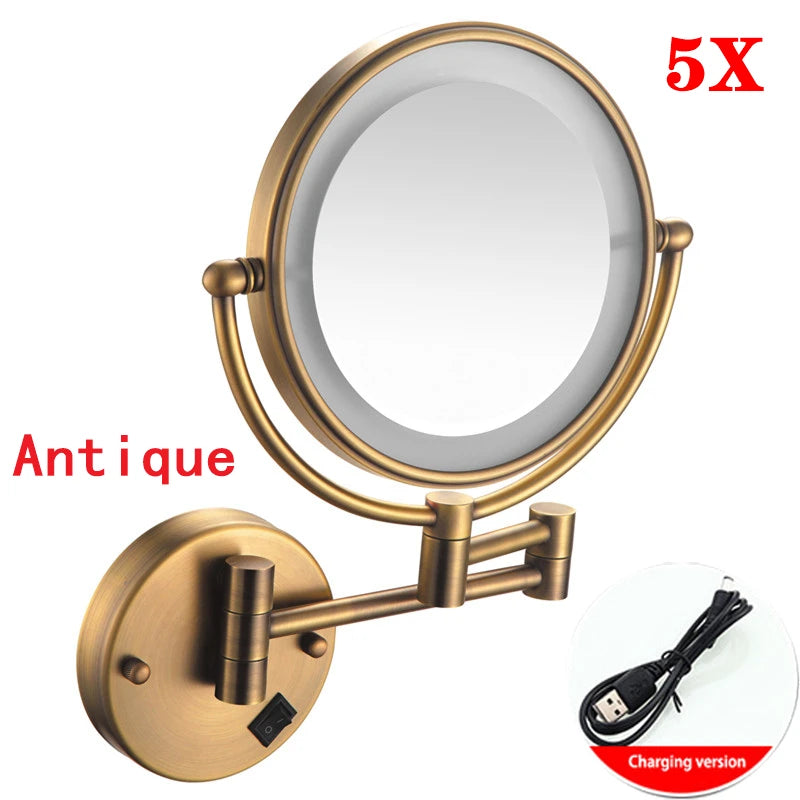High-end Gold-Plated LED Folding Makeup Mirror