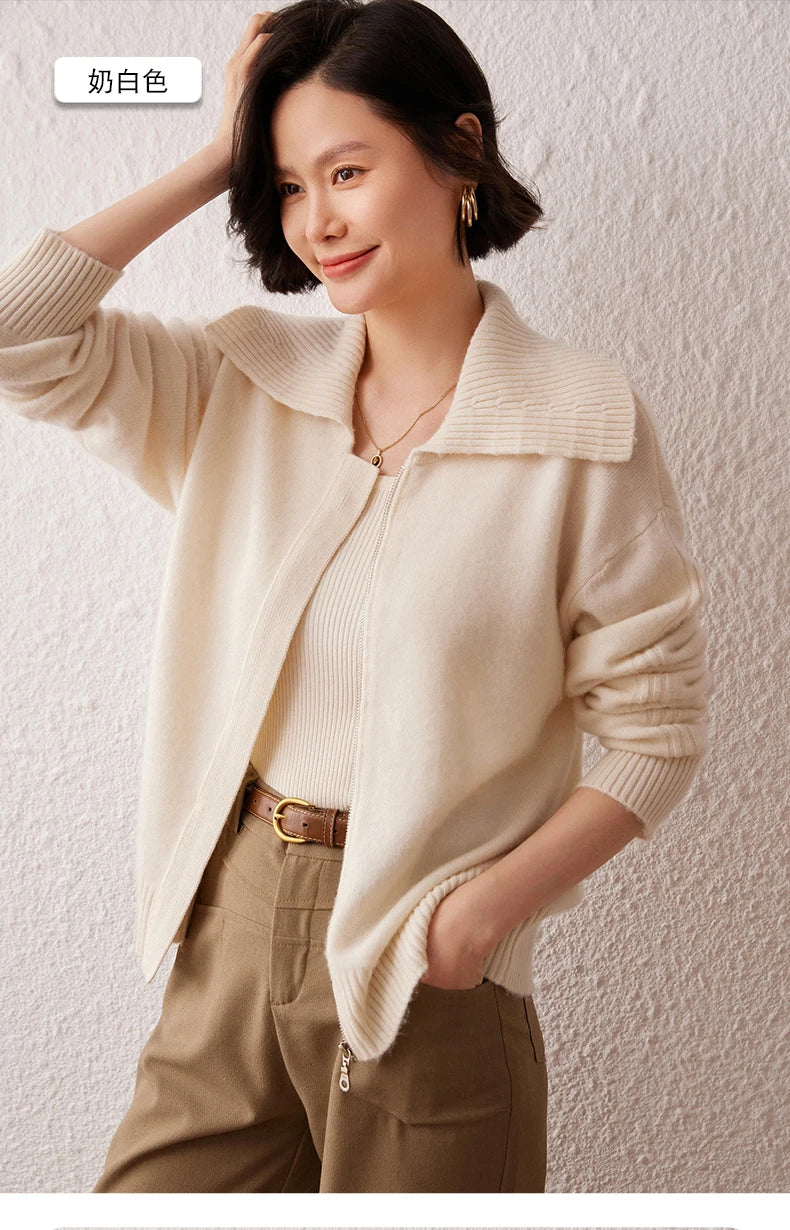 Áo Khoác Len Cashmere Nữ Cổ Bẻ, Dáng Rộng, Ấm Áp - Daisan Mart