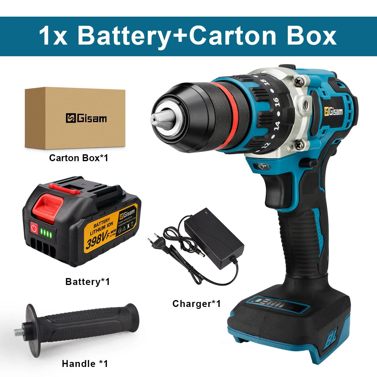 Brushless Electric Impact Drill Ice Breaking Fishing Cordless Screwdriver Rechargeable Battery Hand Drill Power Tools 13MM 480NM
