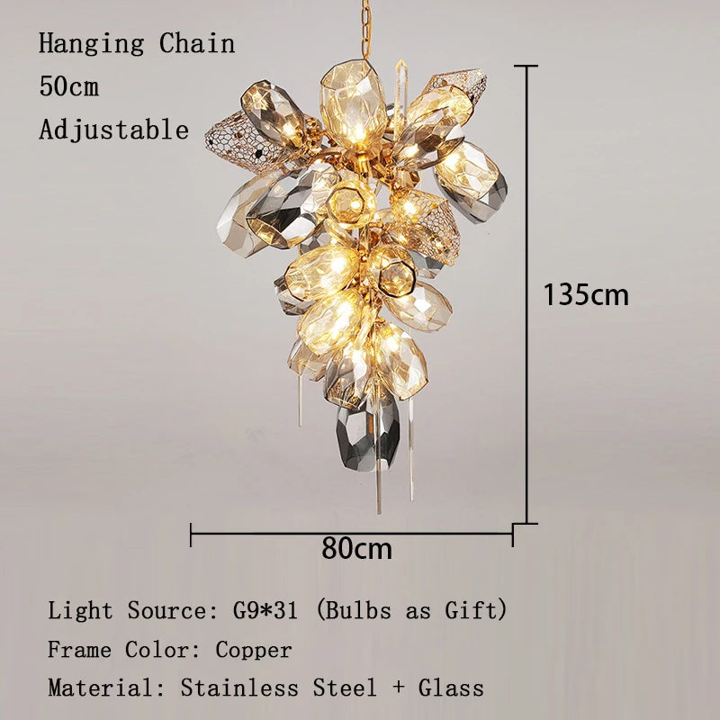 Đèn Chùm Kính Vàng Nghệ Thuật Hiện Đại - Daisan Mart