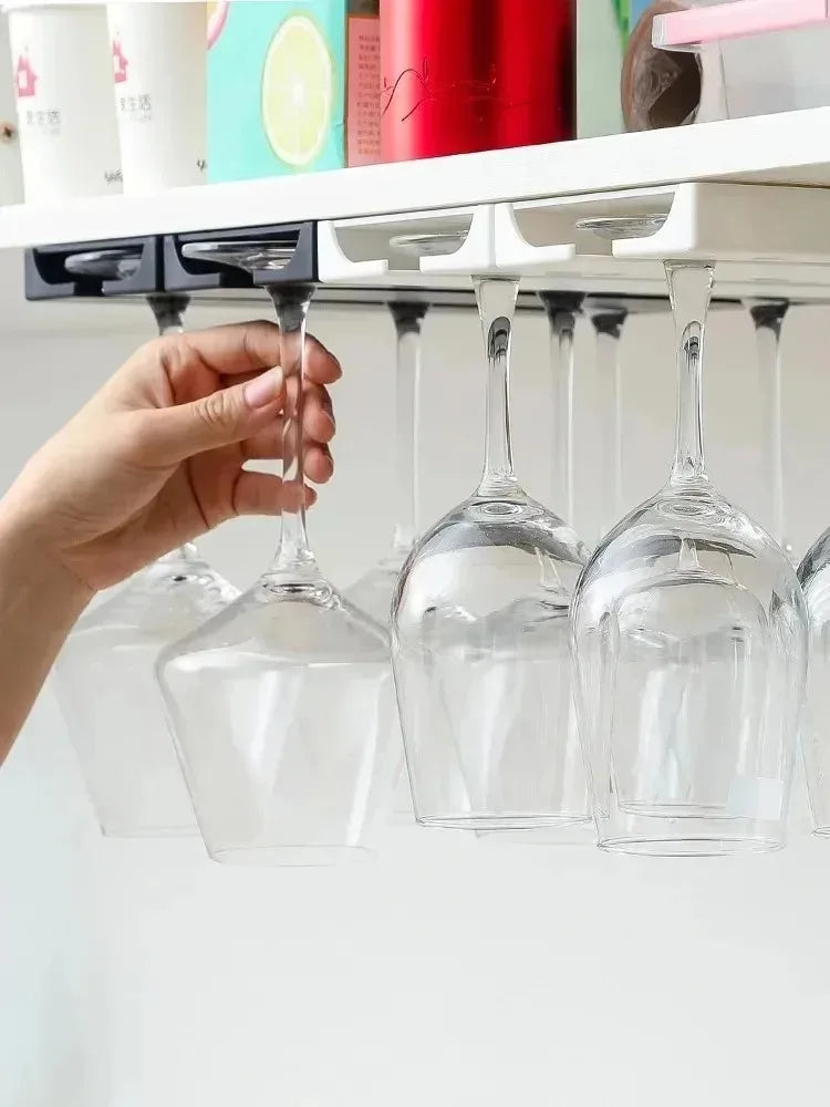 Kitchen Cabinet Hanging Holder Shelf Free Punching Holder Wine Glass Rack Multi-Function Goblet Classification up Organizer - Daisan Mart