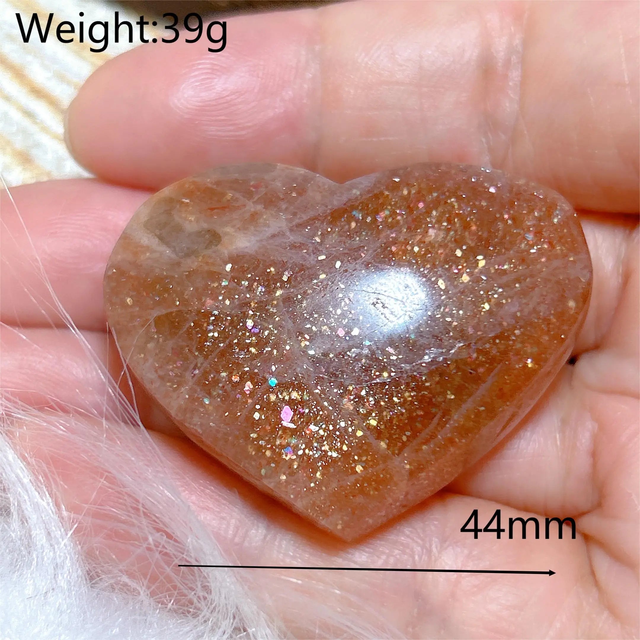Natural Sunstone Heart Shaped Healing Decoration