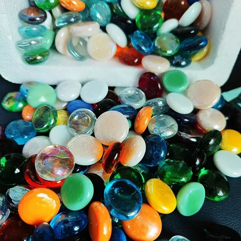 DIY Multicolored Round Glass Mosaic Beads 100g