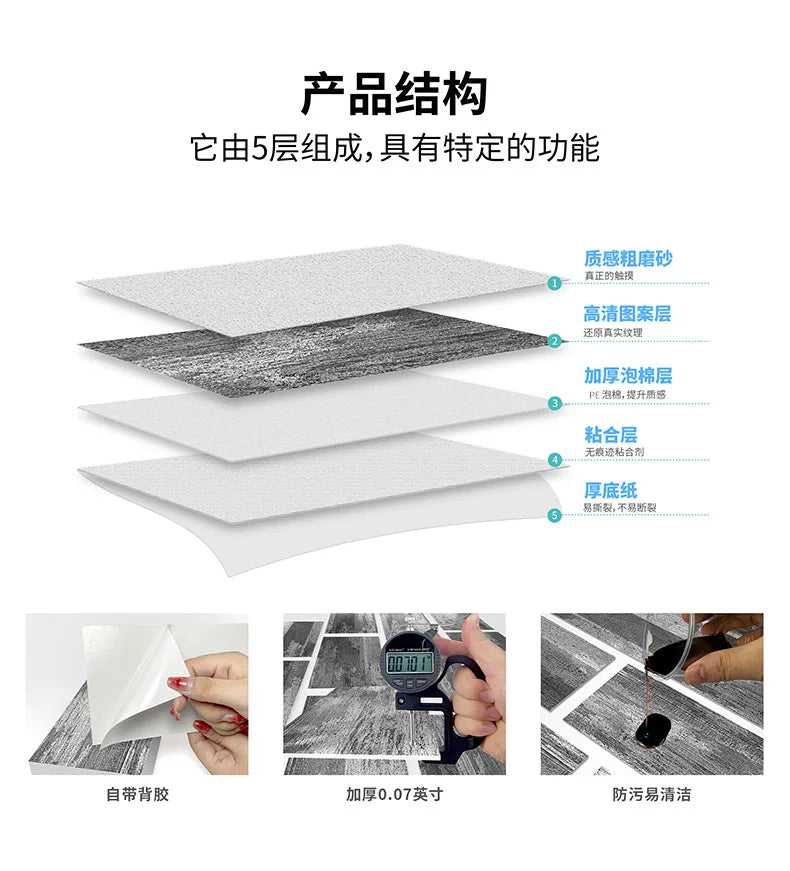 Waterproof Wall Panels - Removable Industrial Foam Decals, Moisture-Proof Matte PVC for Cafe Wall &amp; Commercial Space Decor