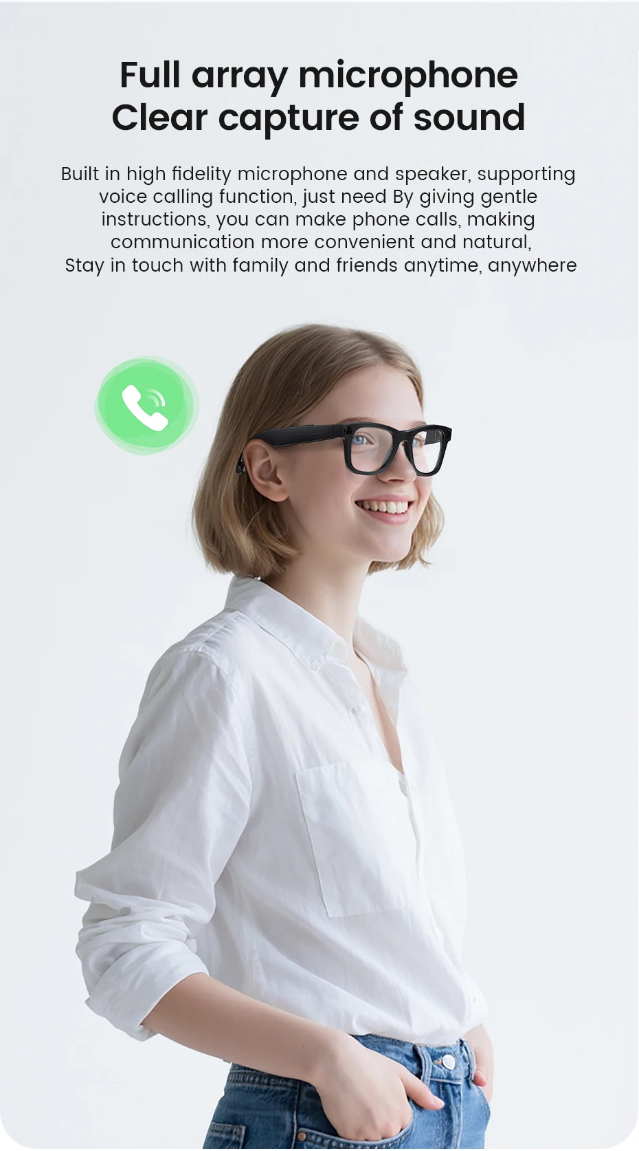 Smart Glasses HD Camera Anti-Shake Noise Reduction