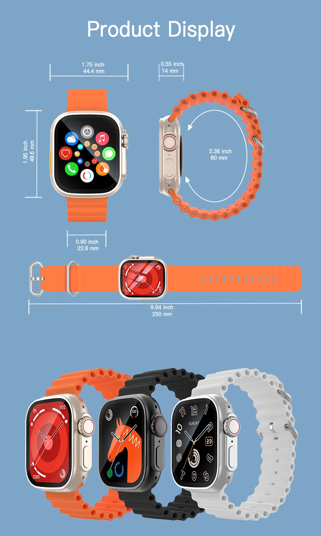 Đồng hồ thông minh 2.01 đo nhịp tim, huyết áp, tập luyện