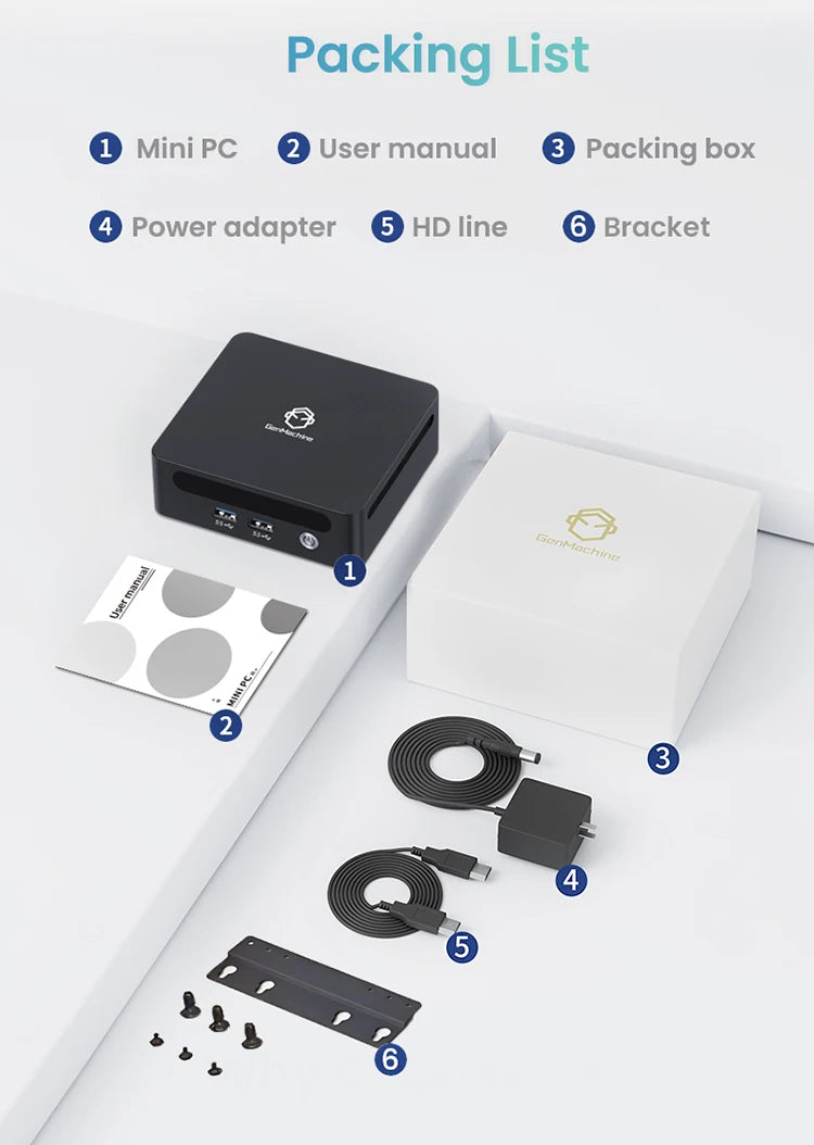 GenMachine New AMD Ryzen 7 4800U Windows 11Pro MINI PC DDR4 Channel NVMe M.2 SSD WIFI6 BT5.2 Desktop Office Computer pc gamer