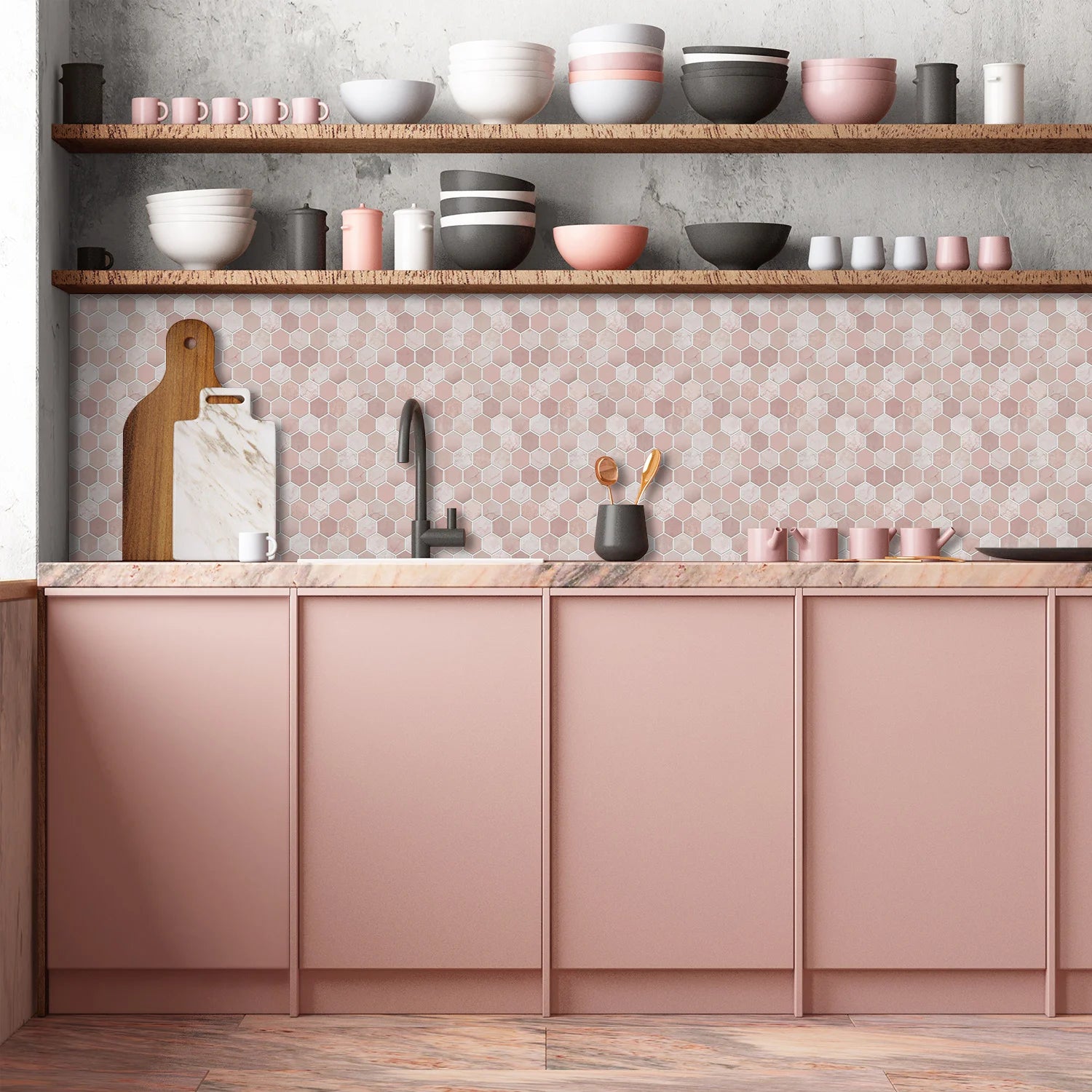 Nhãn Dán Vân Đá Xám Chống Nước DIY Nhà Bếp & Phòng Tắm