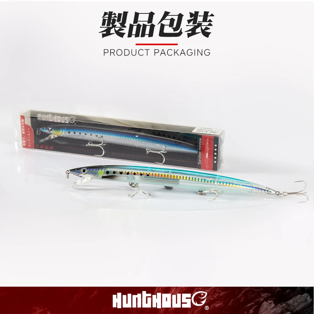 Hunthouse Floating Minnow Fishing Lure 143mm 14g Sandeel Jerkbait Wobblers Minnow Biat Fishing Tackle For Sea Bass Pike LW402