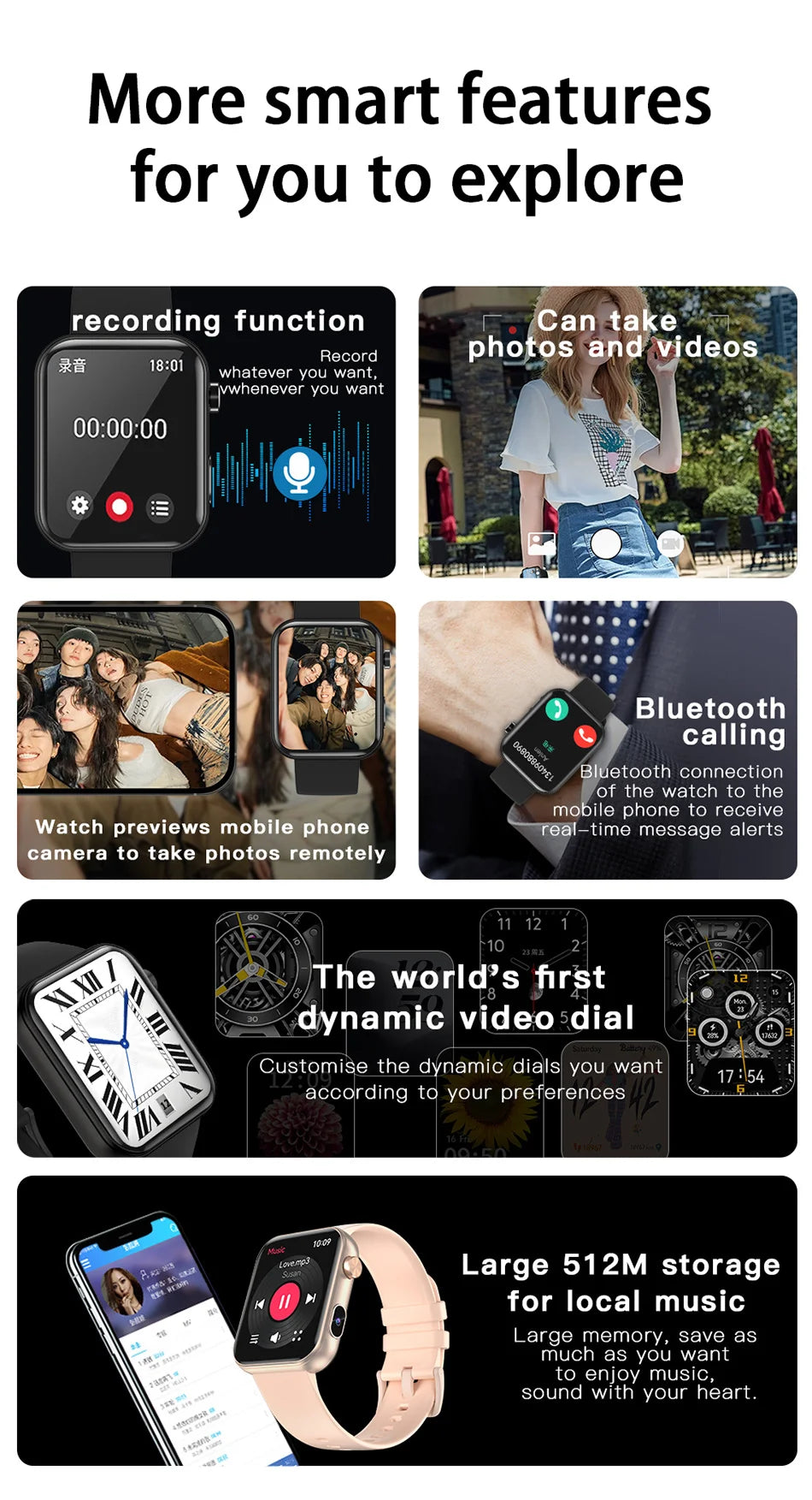 Smart Watch for Photography, Sports, Waterproof