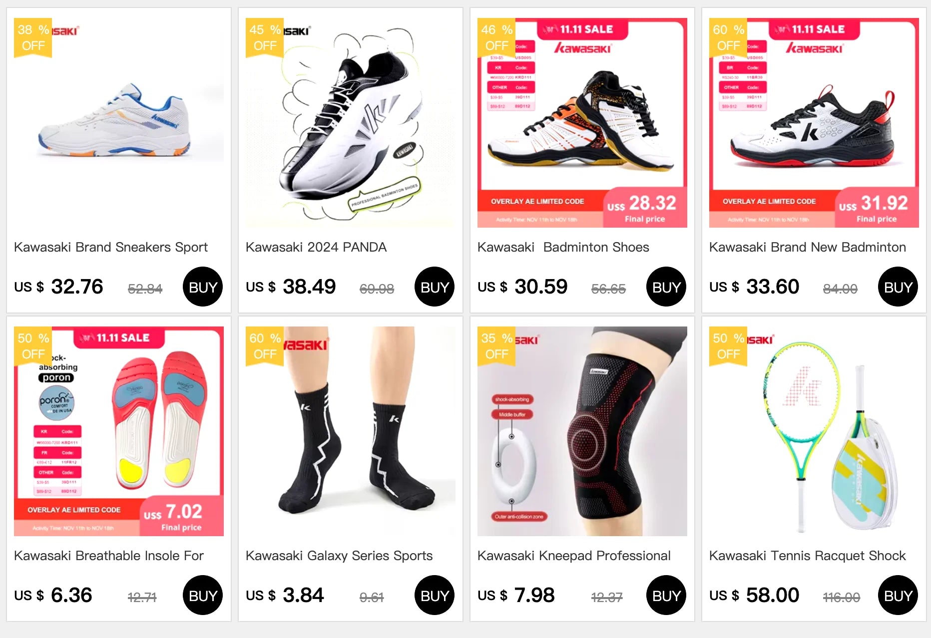 Kawasaki A3307 Men's Badminton Shoes, Anti-Sprain, Breathable