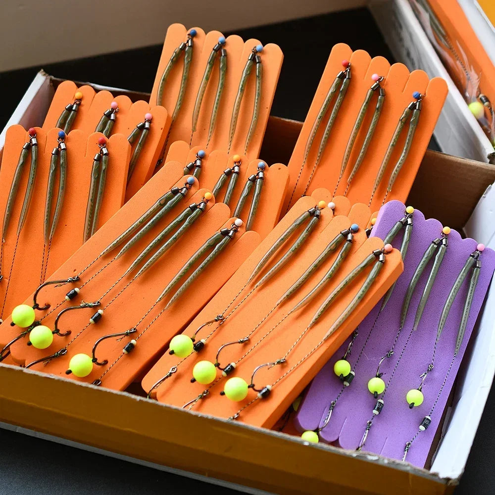 MNFT 3Sets Carp Fishing Rigs with Ready-Made Hair Hooks Size 3#-10# Pesca Hook Fishing Lure Tackle for Carp Fishing