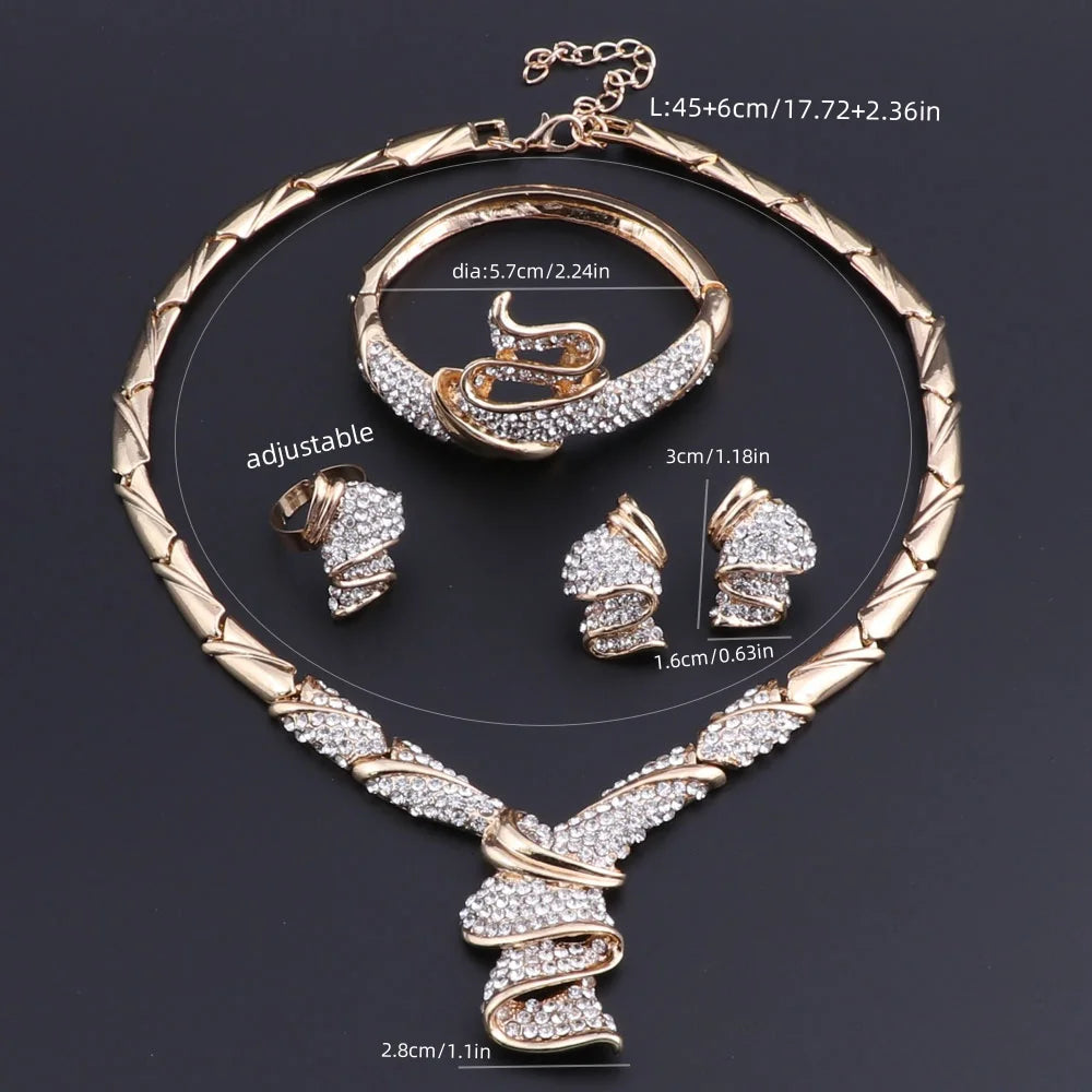 Luxury Dubai Silver Wedding Jewelry Set for Women