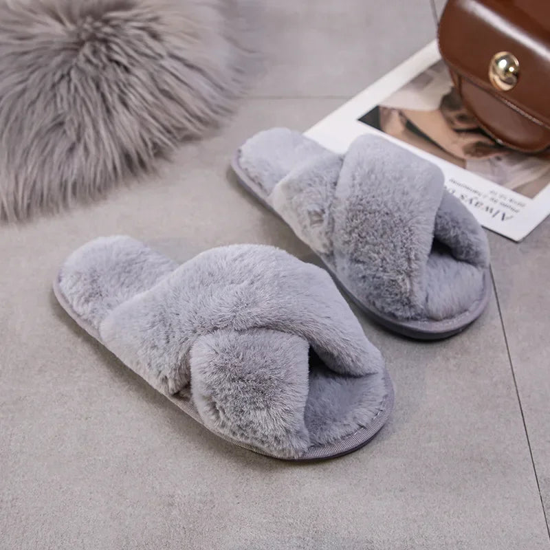 Warm Furry Slippers - Women &amp; Men, Indoor Wear 20024