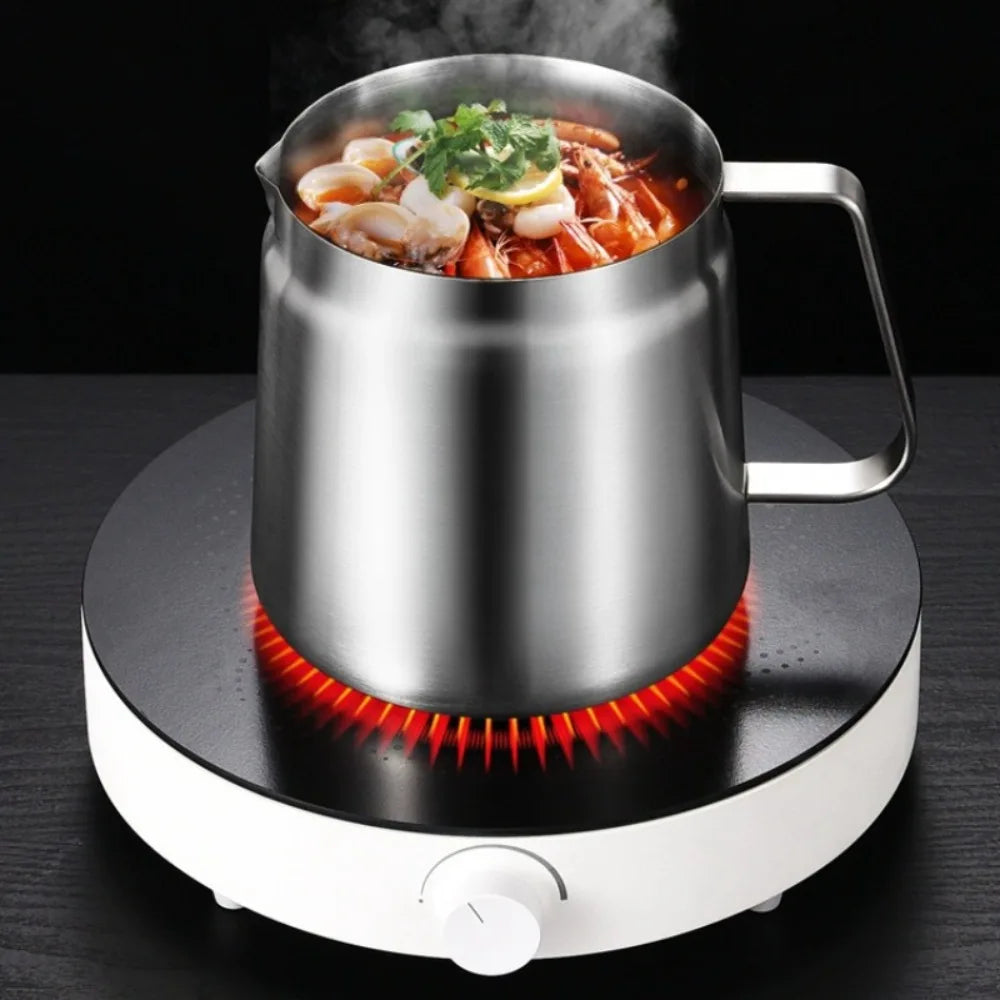 Stainless Steel 2L Deep Fryer Pot with Oil Strainer and Basket Large Capacity Versatile Frying Pot for French Fries Chicken