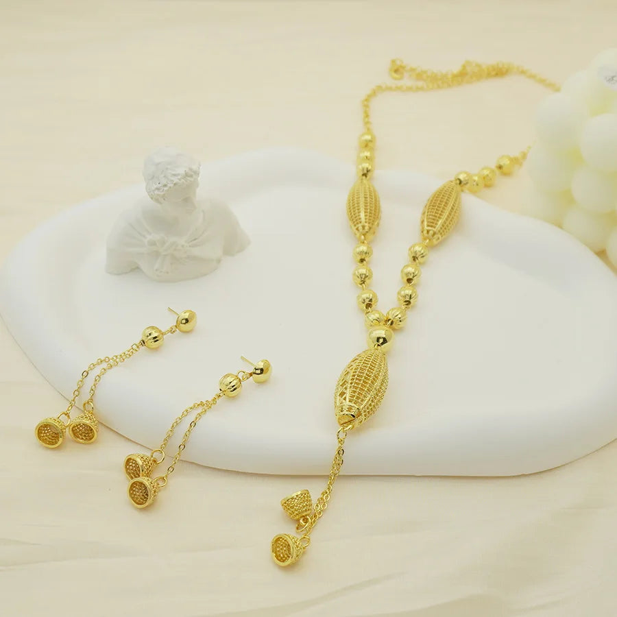 24K Gold Jewelry Set with Dubai Twisted Stones