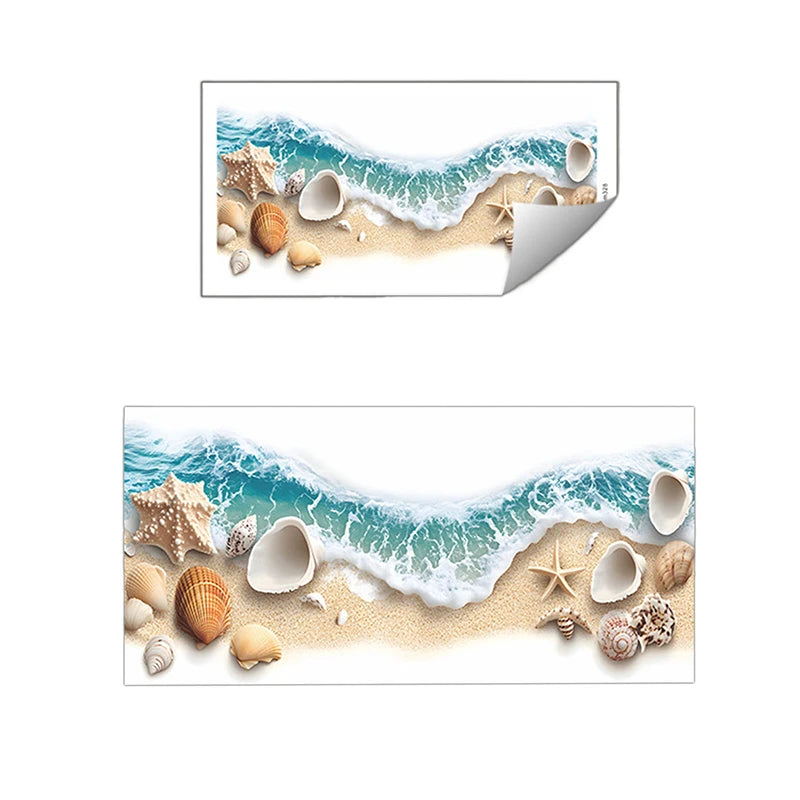 1pc Sea Beach Exquisite Shell PVC Toilet Sticker Bathroom Toilet Seat Waterproof Sticker Self-adhesive Decorative Wall Sticker