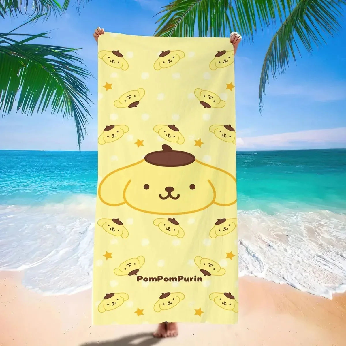 Cute Sanrio Themed Beach Towels: Pochacco, Hello Kitty, My Melody, Kuromi! Sand Proof Super Absorbent Quick Drying Towel