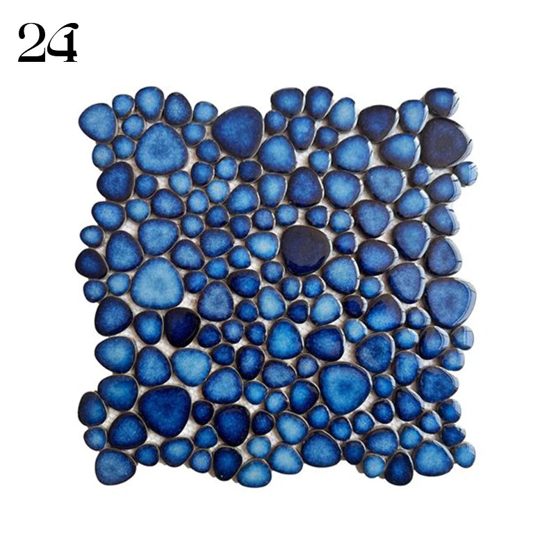 30x30cm Ceramic Pebble Mosaic Tiles Spa Pools Fish Ponds Bathrooms Anti-skid Wear-Resistant Floor Wall Decor Easy Cut Mesh Base