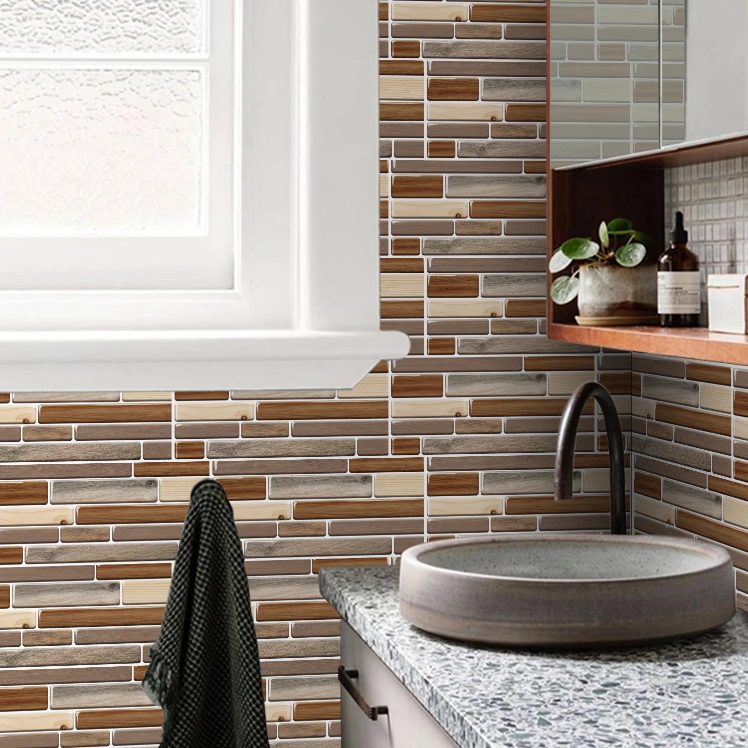 Waterproof Self Adhesive Removable 3D DIY Modern Grayish White Marble Tile Wall Sticker Bathroom Kitchen Cupboard Home Decor