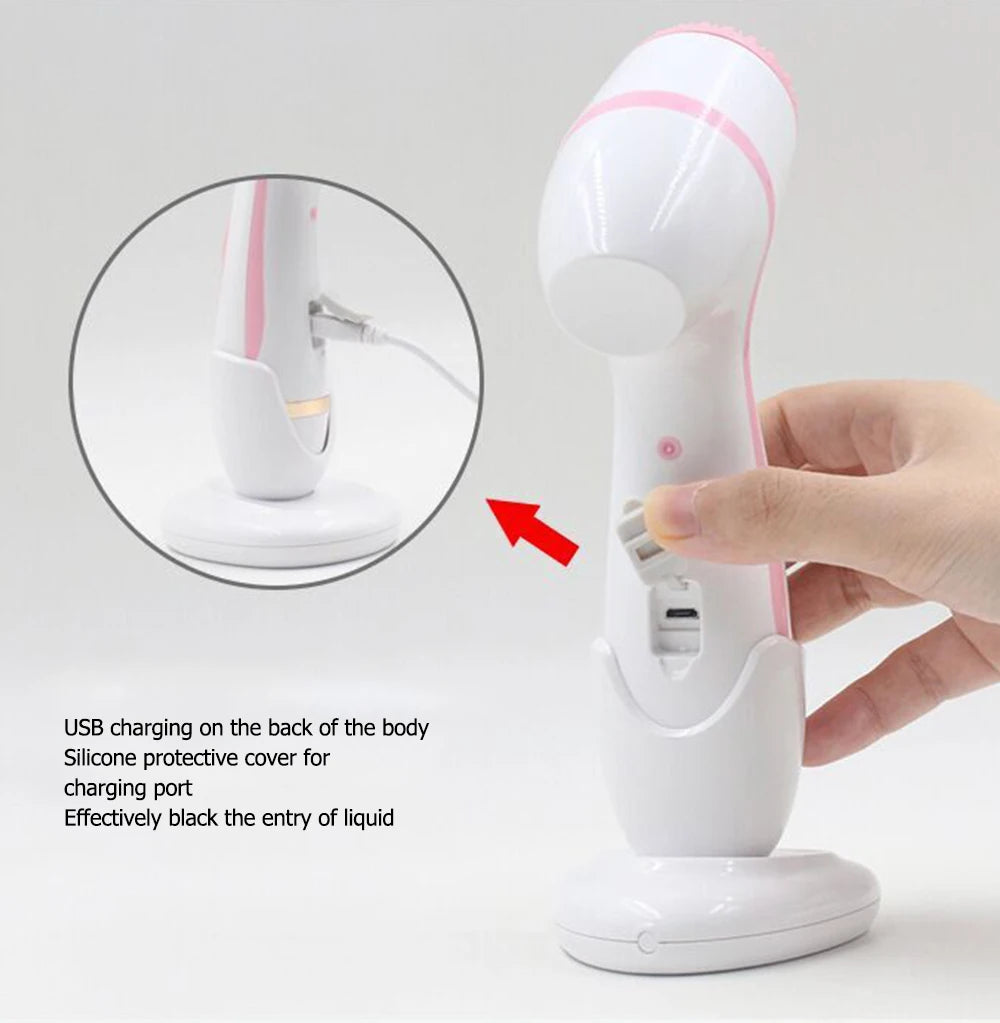 3-Head Ultrasonic Facial Cleanser for Deep Cleansing