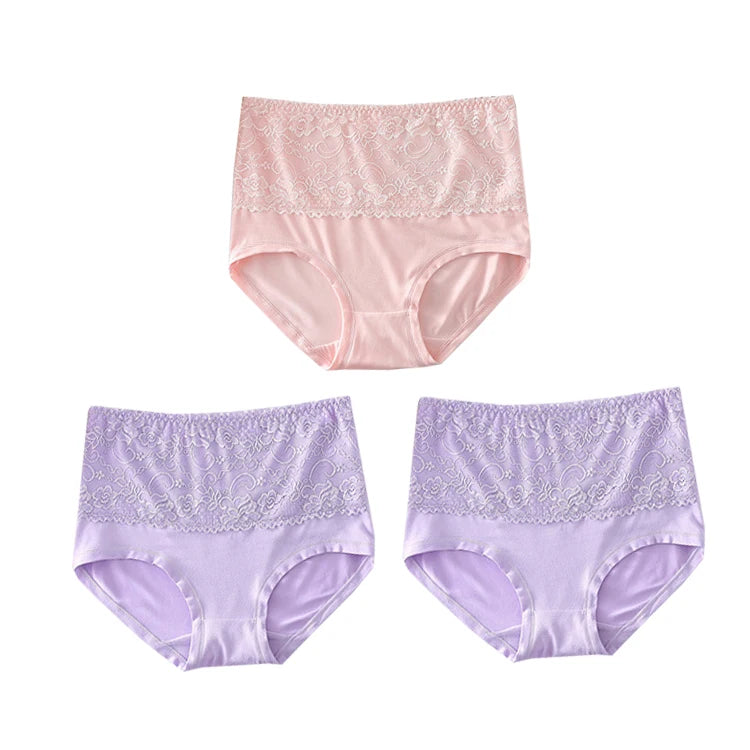 Women's High Waist Loose Fit Breathable Milk Lace Underwear