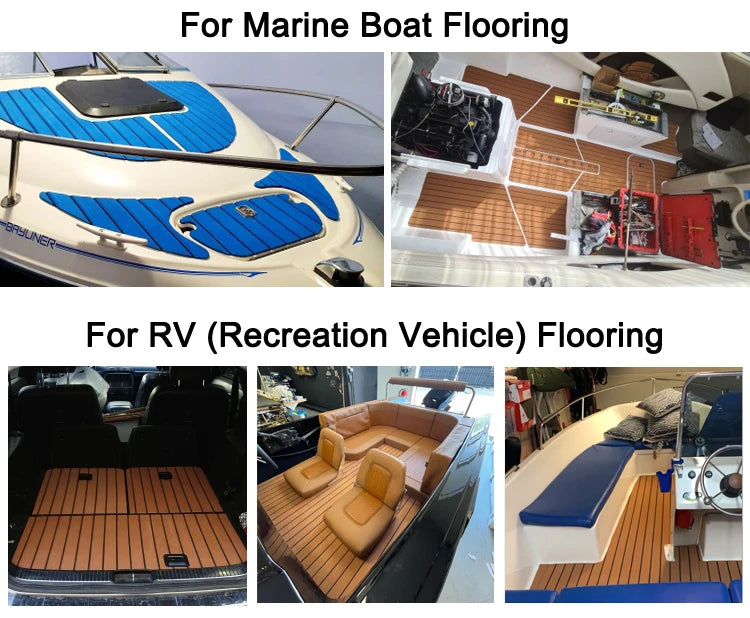580x2400x5mm EVA Foam Faux Teak Boat Decking Mat Brown Deck Sheet Yacht Flooring Anti Skid Mat Self Adhesive Vehicle Pad - Daisan Mart
