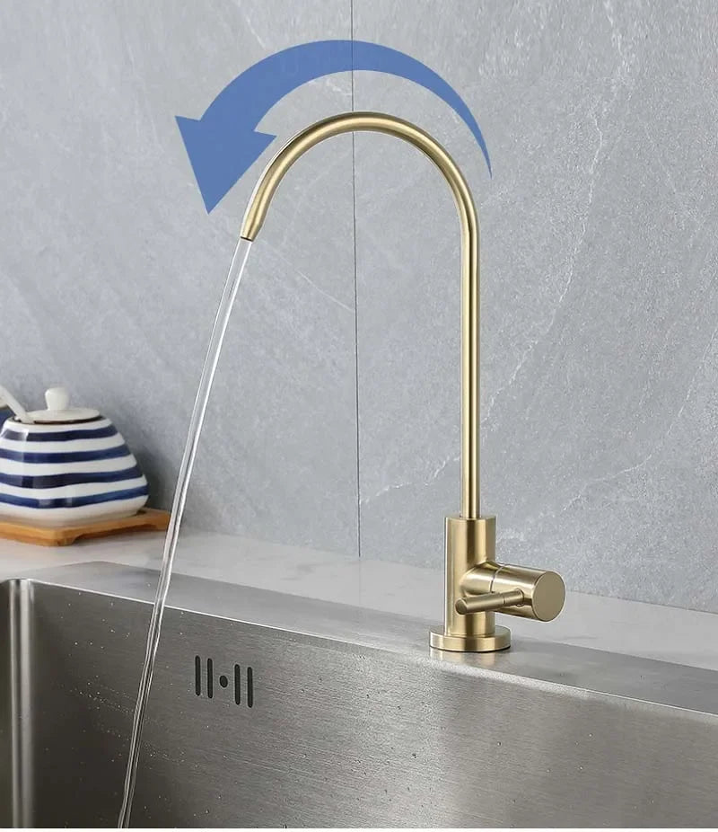 1/4 Gold Plated RO Drinking Water Filter Faucet For Kitchen