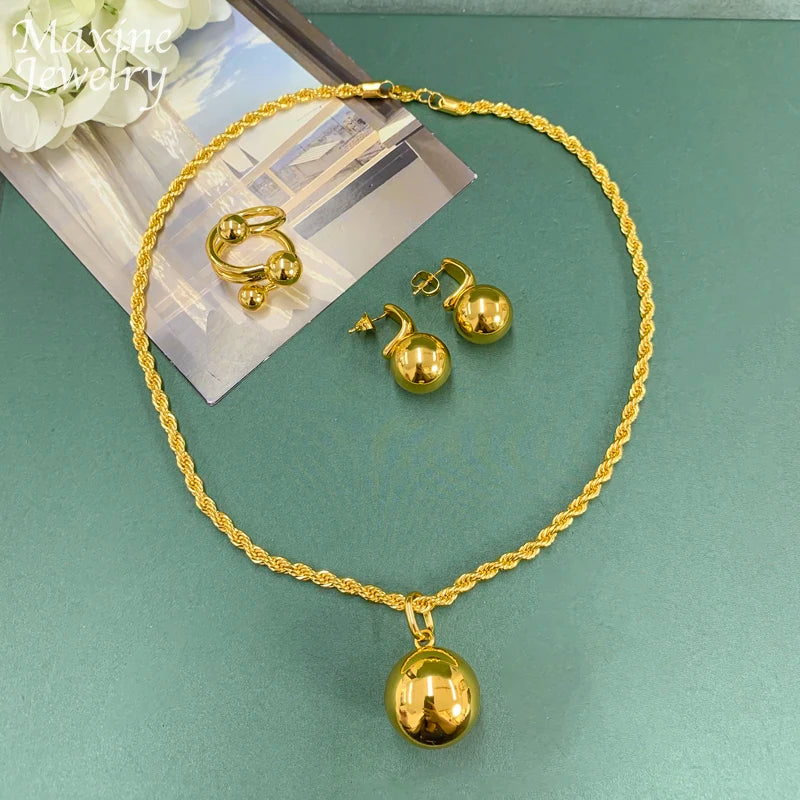 Luxurious Gold Plated Jewelry Set for Women's Wedding Party