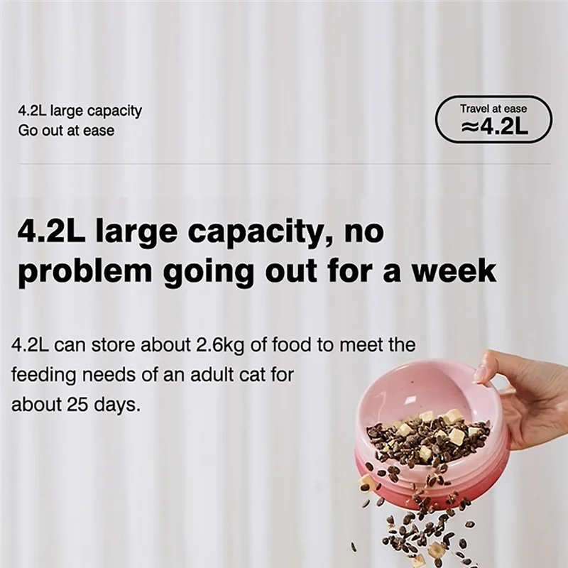 AA81-APP Control Automatic Pet Feeder,4.2L 2.4G Wifi Enabled Pet Feeder,Dual Bowl Automatic Pet Food Dispenser For Cats&amp;Dog