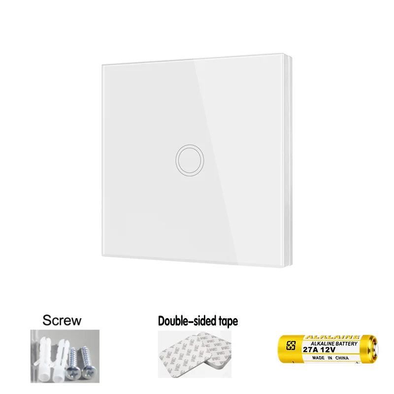 Wireless RF Smart Light Wall Switch with Remote Control Touch Wall Panel Mini Relay Receiver 110V 220V 10A (inlude battery)