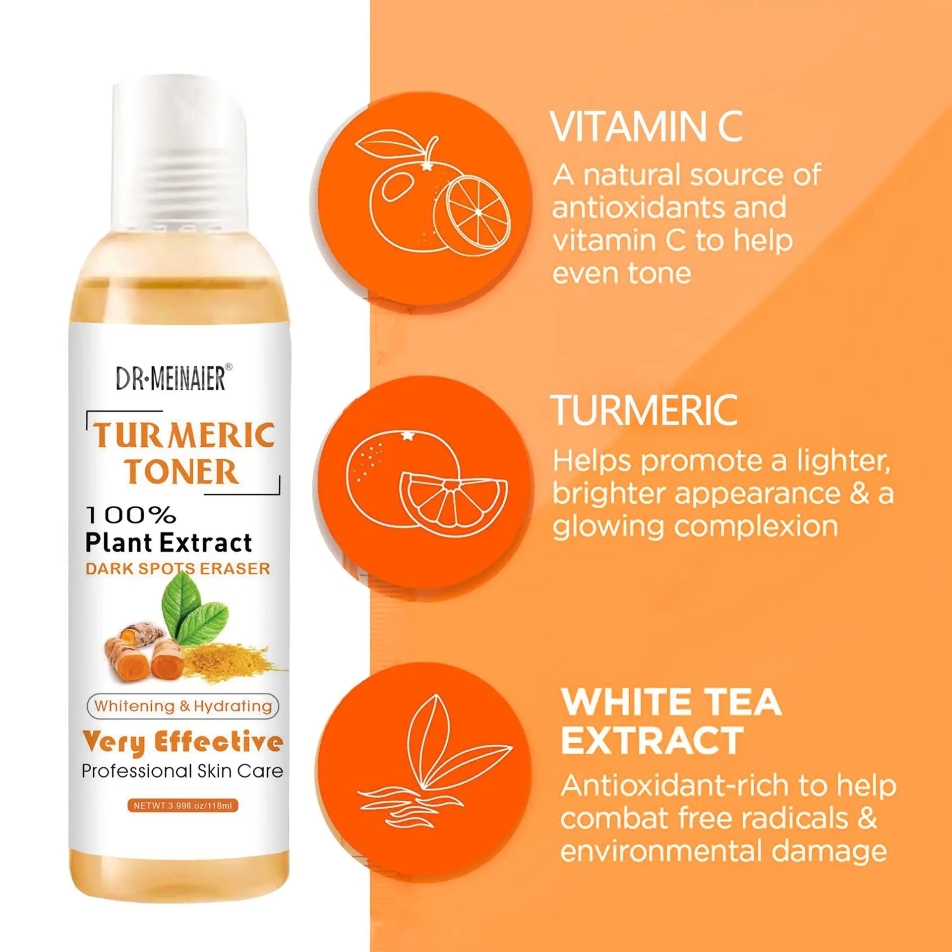 Turmeric Toner to Remove Dark Spots &amp; Acne 118ml for Dark Skin