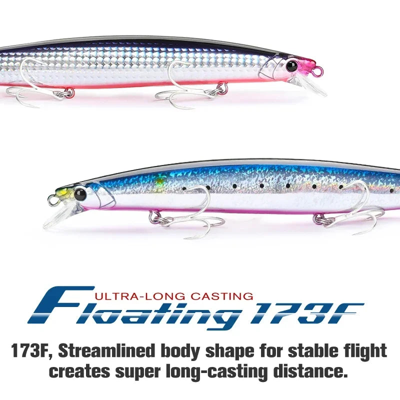 TSURINOYA Shore Fishing STINGER 173F Floating Minnow Silm Fishing Lure 173mm 37.5g Saltwater Hard Plastics Big Game Hard Bait