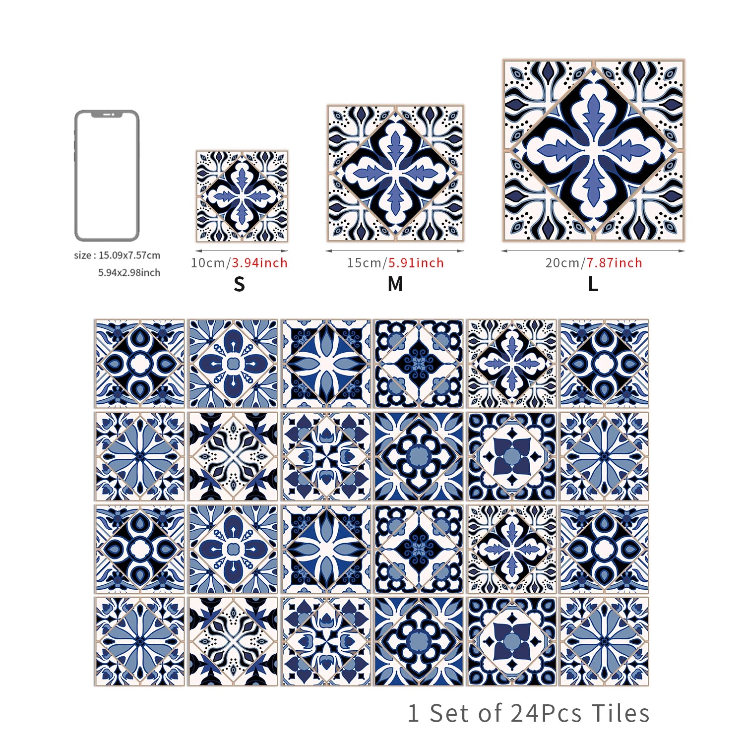 24pcs Retro Gray Kitchen Tile Sticker Wall Waterproof Self Adhesive Wallpaper PVC Furniture Cabinet Surface DIY Decorative Decal