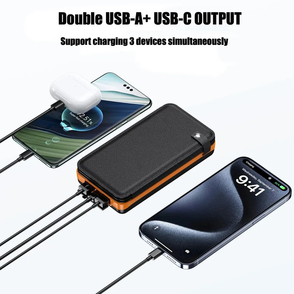 4-Panel 20000mAh Solar Power Bank for Travel