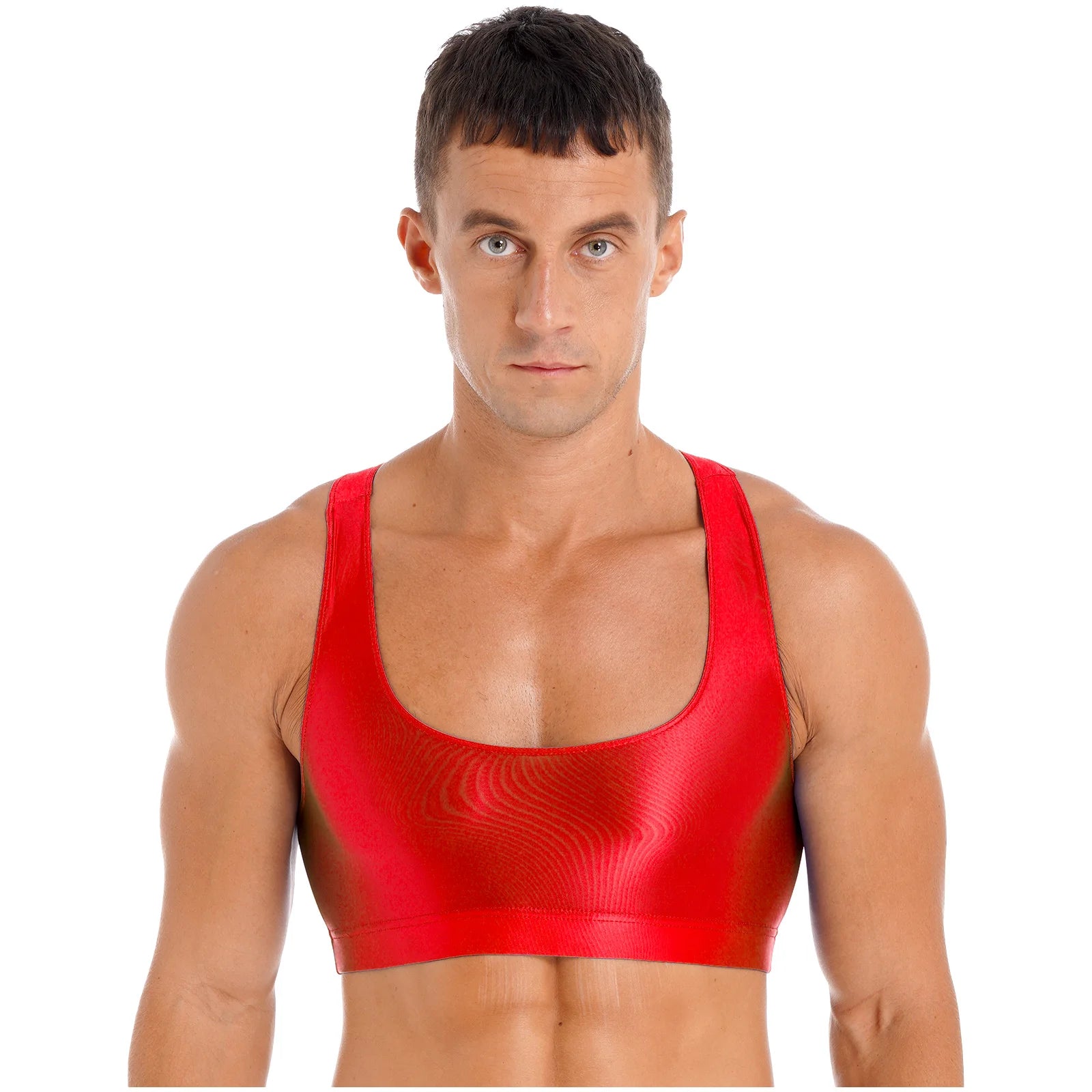 Áo Croptop Nam Thể Thao Bóng Đẹp U Neck Tập Gym Yoga